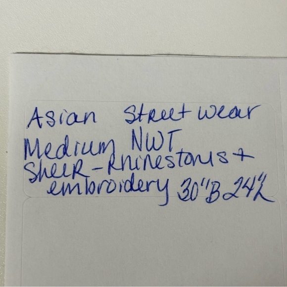 Asian streetwear women’s top size medium beaded and rhinestone black NWT - Picture 7 of 12